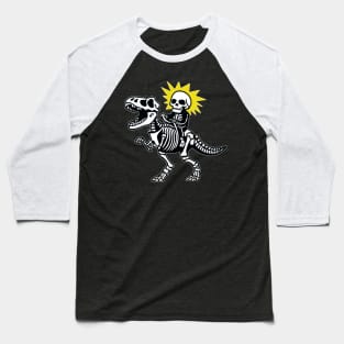 Skeleton Riding Dinosaur Skeleton Baseball T-Shirt